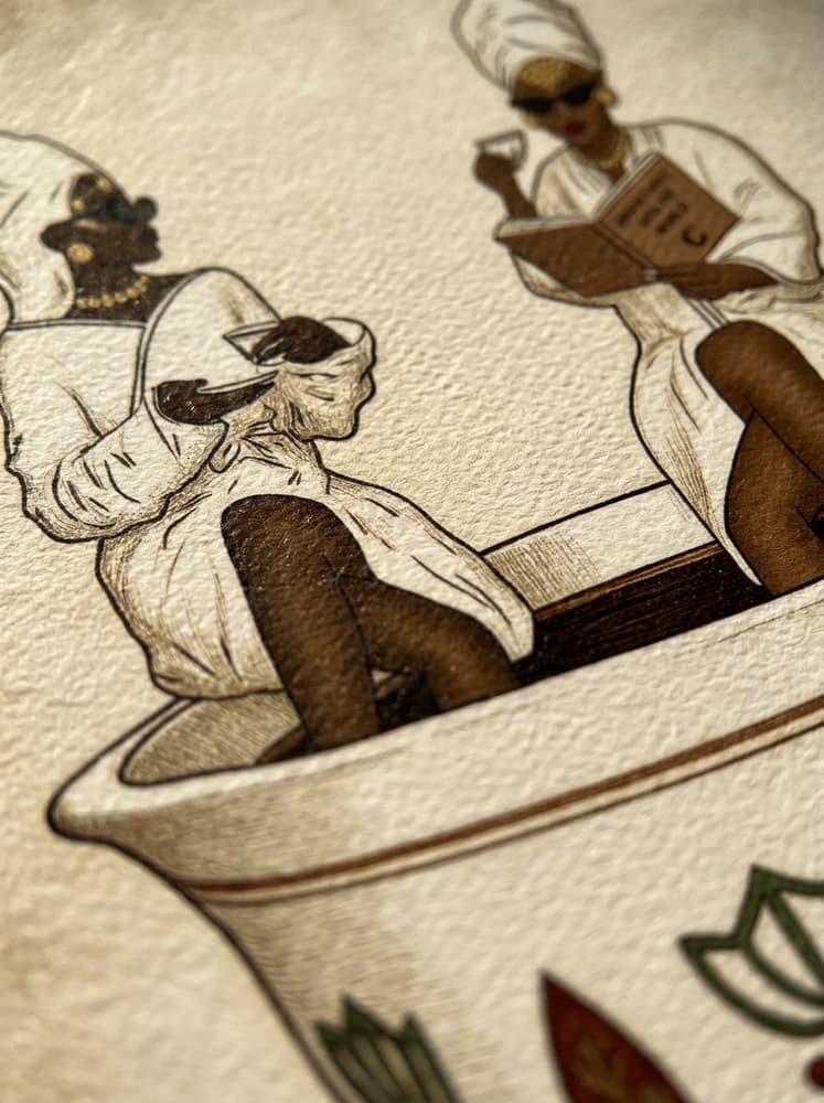 Señoras tomando café