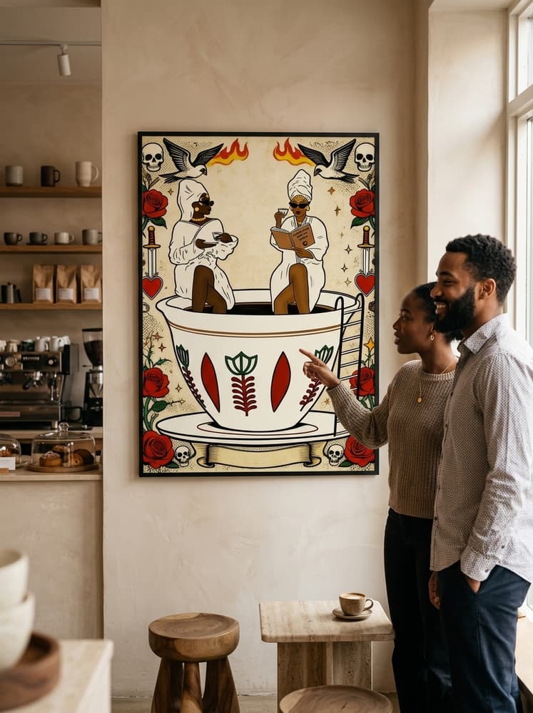 Señoras tomando café