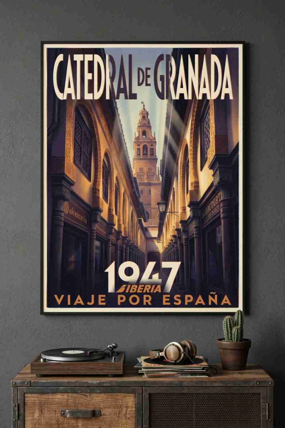 Alcaiceria market street with Granada Cathedral - Granada, Andalusia, Spain