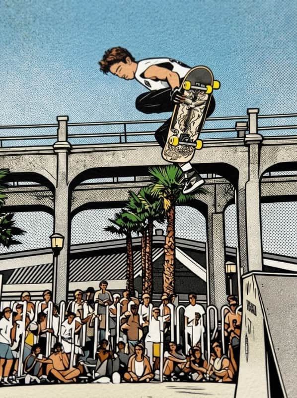 Tommy Guerrero Oceanside Pier Contest Jump Ramp 18x24  Print